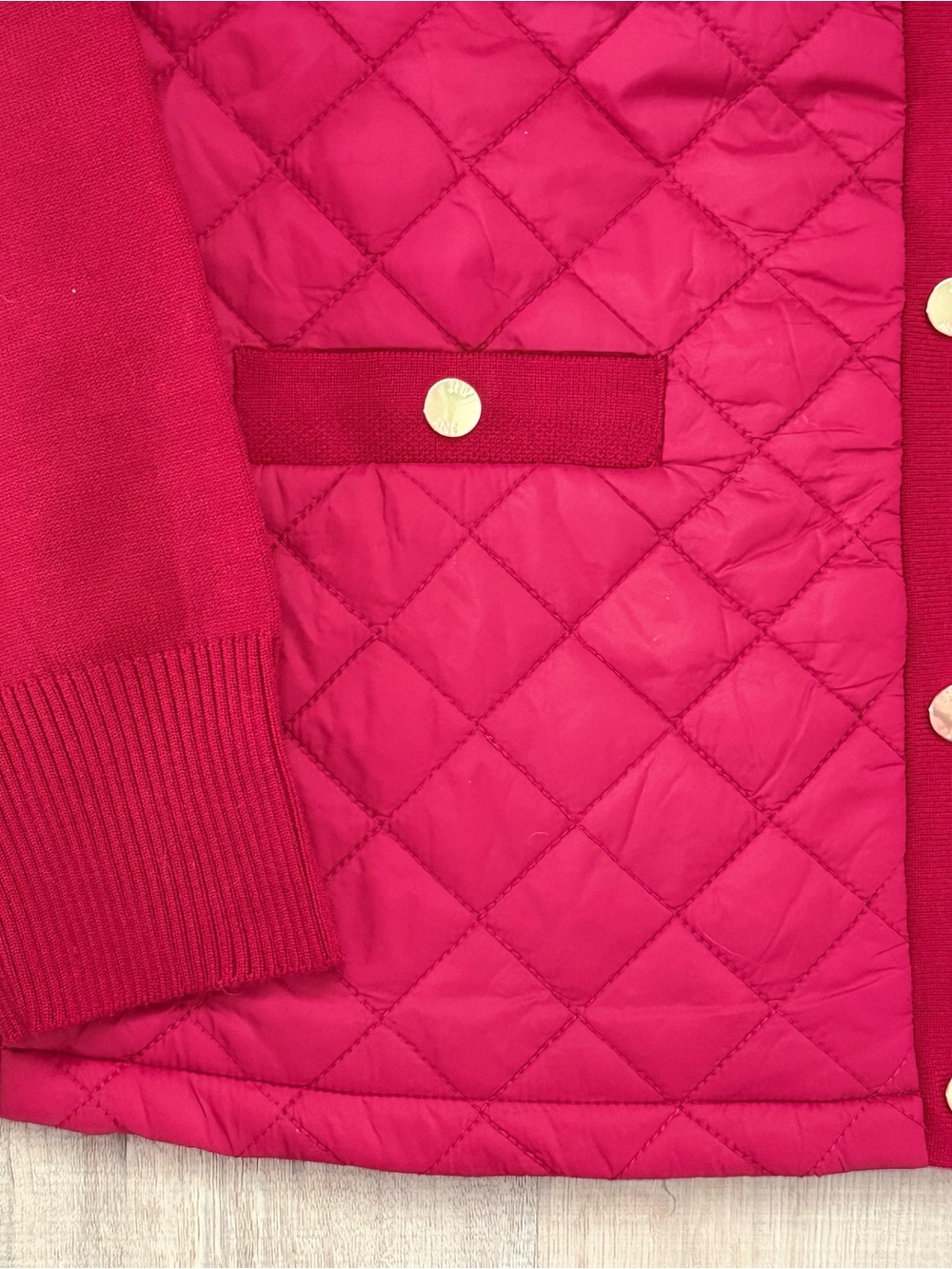 Jones New York Red Quilted Knitted Sweater Cozy Women’s Cardigan Jacket - Picture 4 of 10